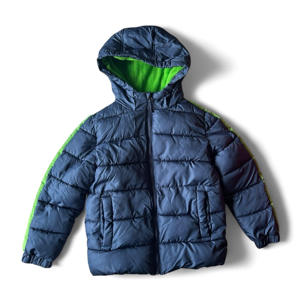 Rothschild Boys Blue & Green Stripe Puffer Jacket Size S (8)